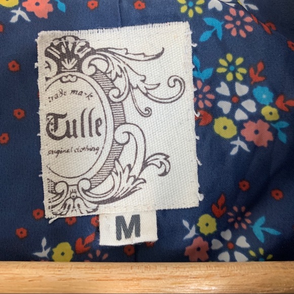 Tulle zipper coat. Rich blue with fun lining. - Picture 5 of 8